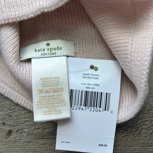 Kate Spade Logo Beanie Hat in Rose Dew NWT - Picture 6 of 8